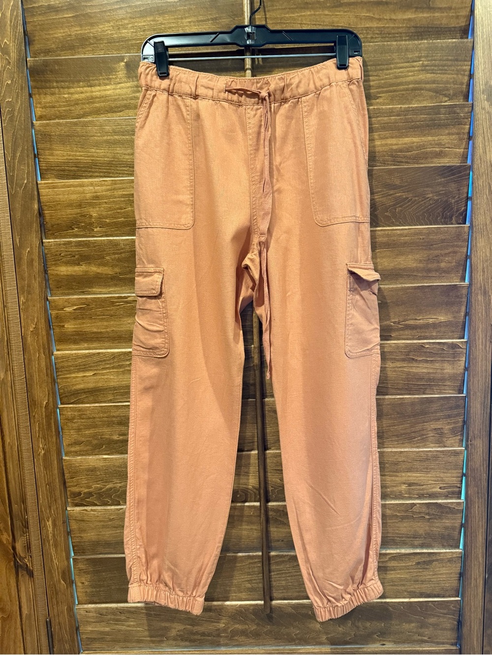 Love Tree Linen Cargo Joggers in Dusty Peach